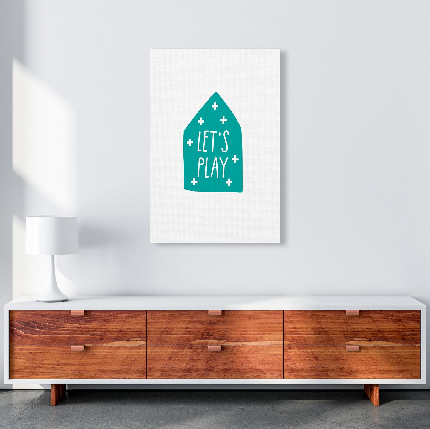 Let'S Play House Teal Super Scandi Art Print by Pixy Paper A1 Canvas