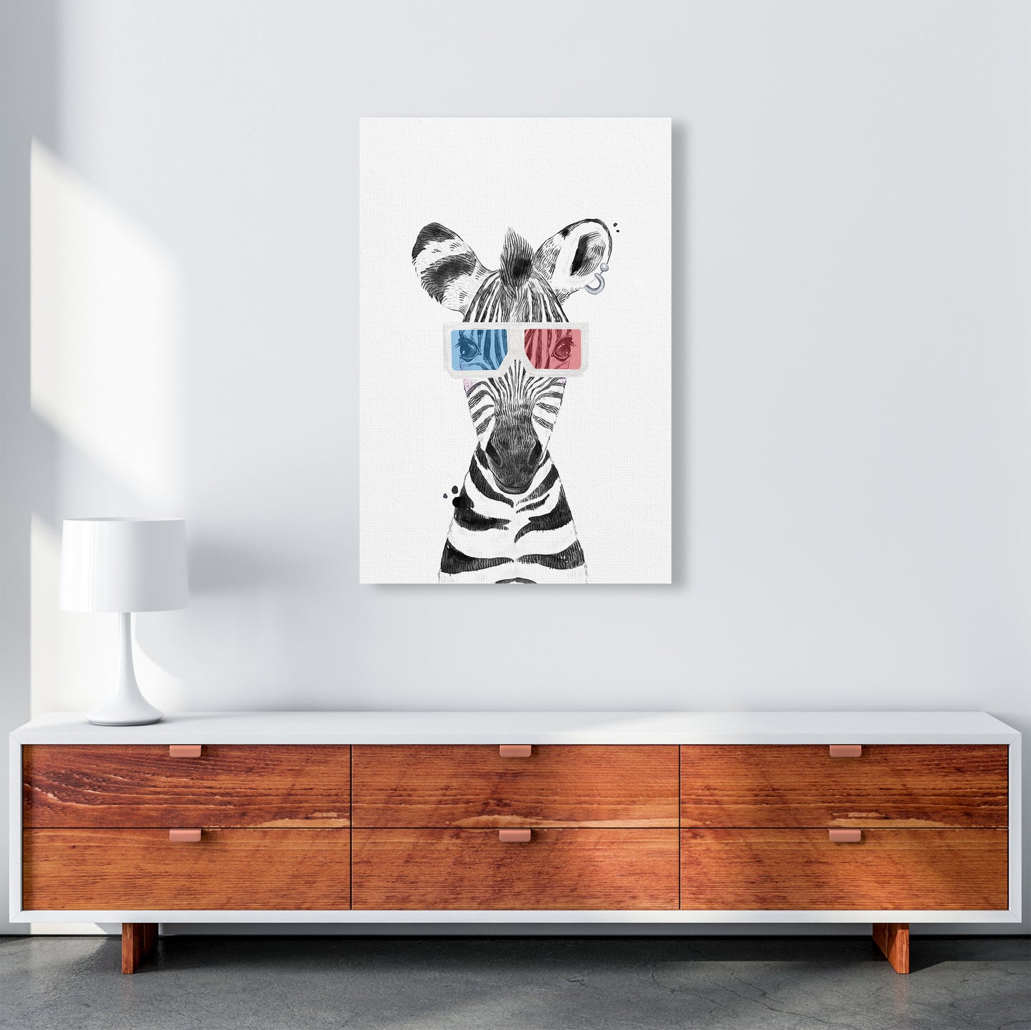Safari Babies Zebra With Glasses Art Print by Pixy Paper A1 Canvas