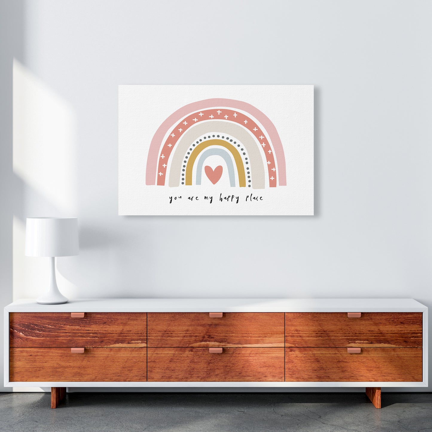 You Are My Happy Place Rainbow Art Print by Pixy Paper A1 Canvas