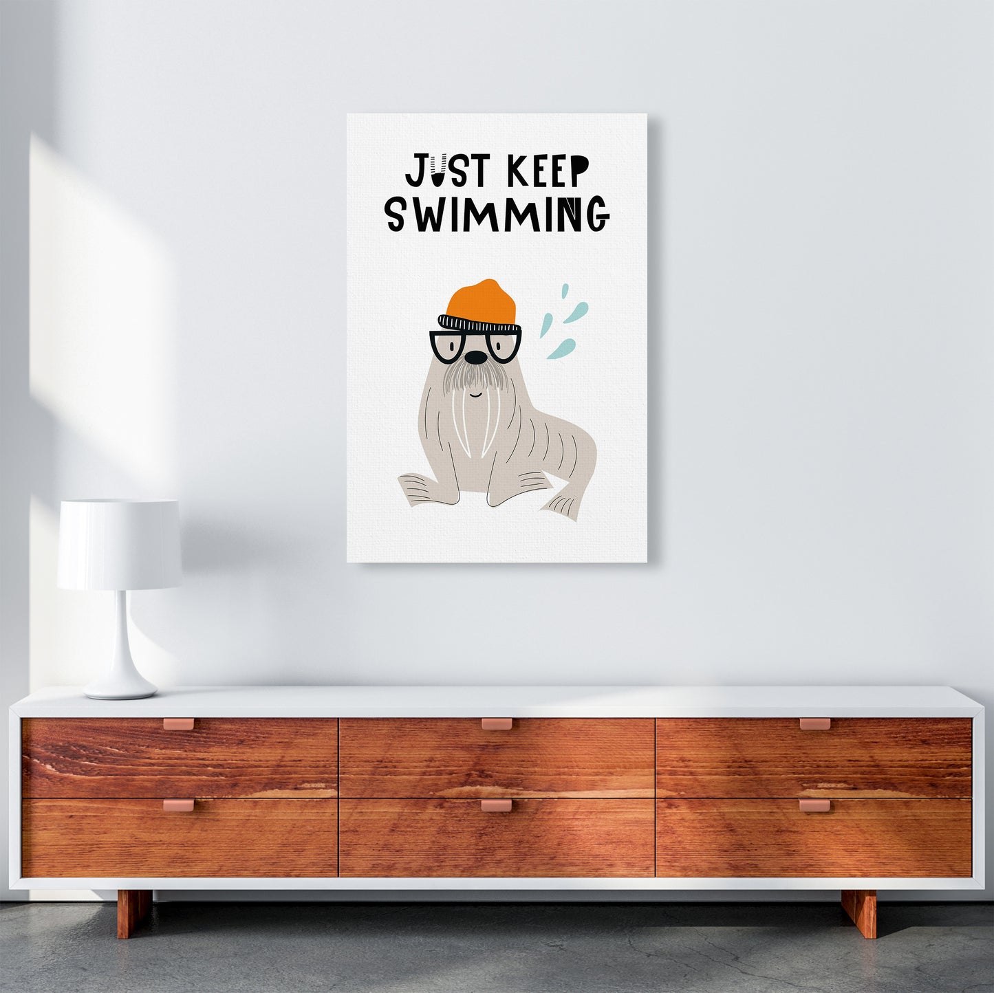 Just Keep Swimming Animal Pop Art Print by Pixy Paper A1 Canvas
