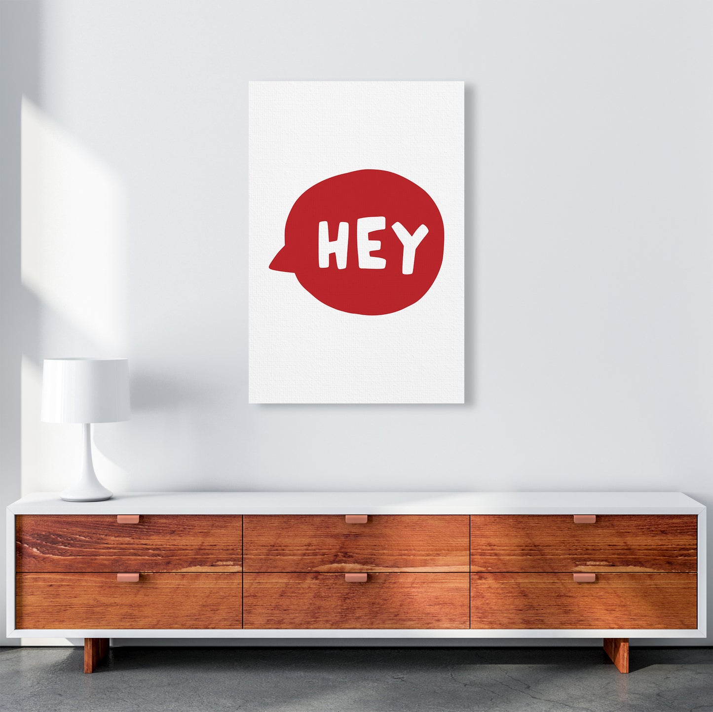 Hey Bubble Red Super Scandi Art Print by Pixy Paper A1 Canvas