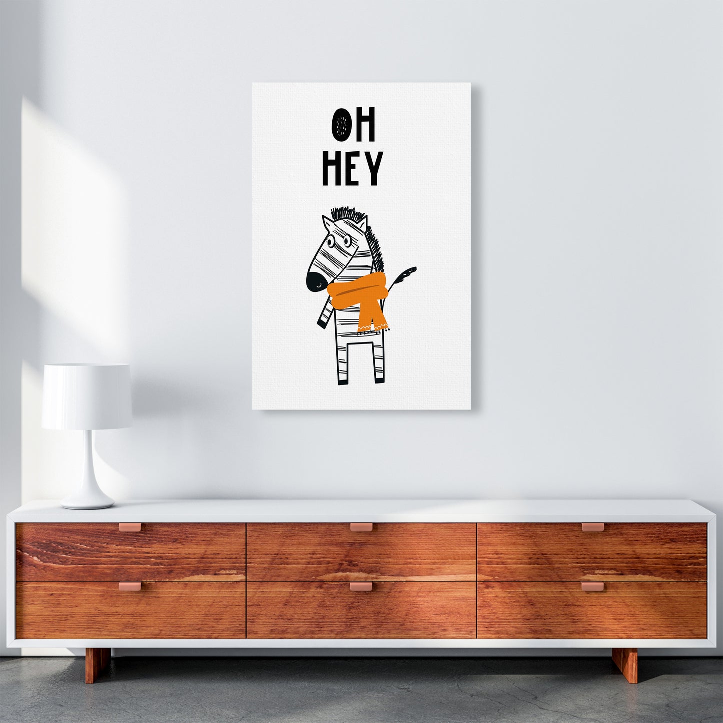 Oh Hey Zebra Animal Pop Art Print by Pixy Paper A1 Canvas