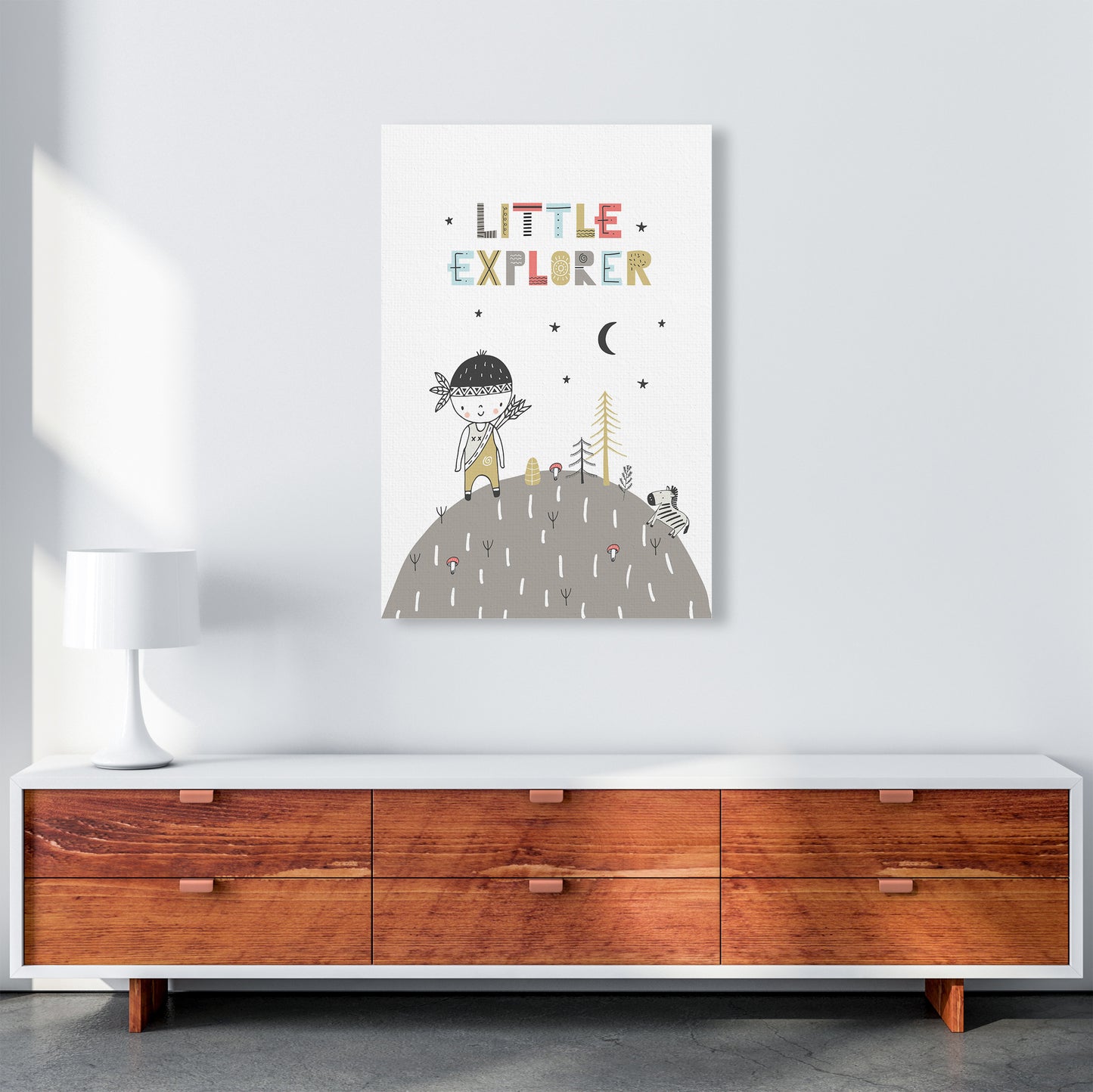 Little Explorer Hilltop Art Print by Pixy Paper A1 Canvas