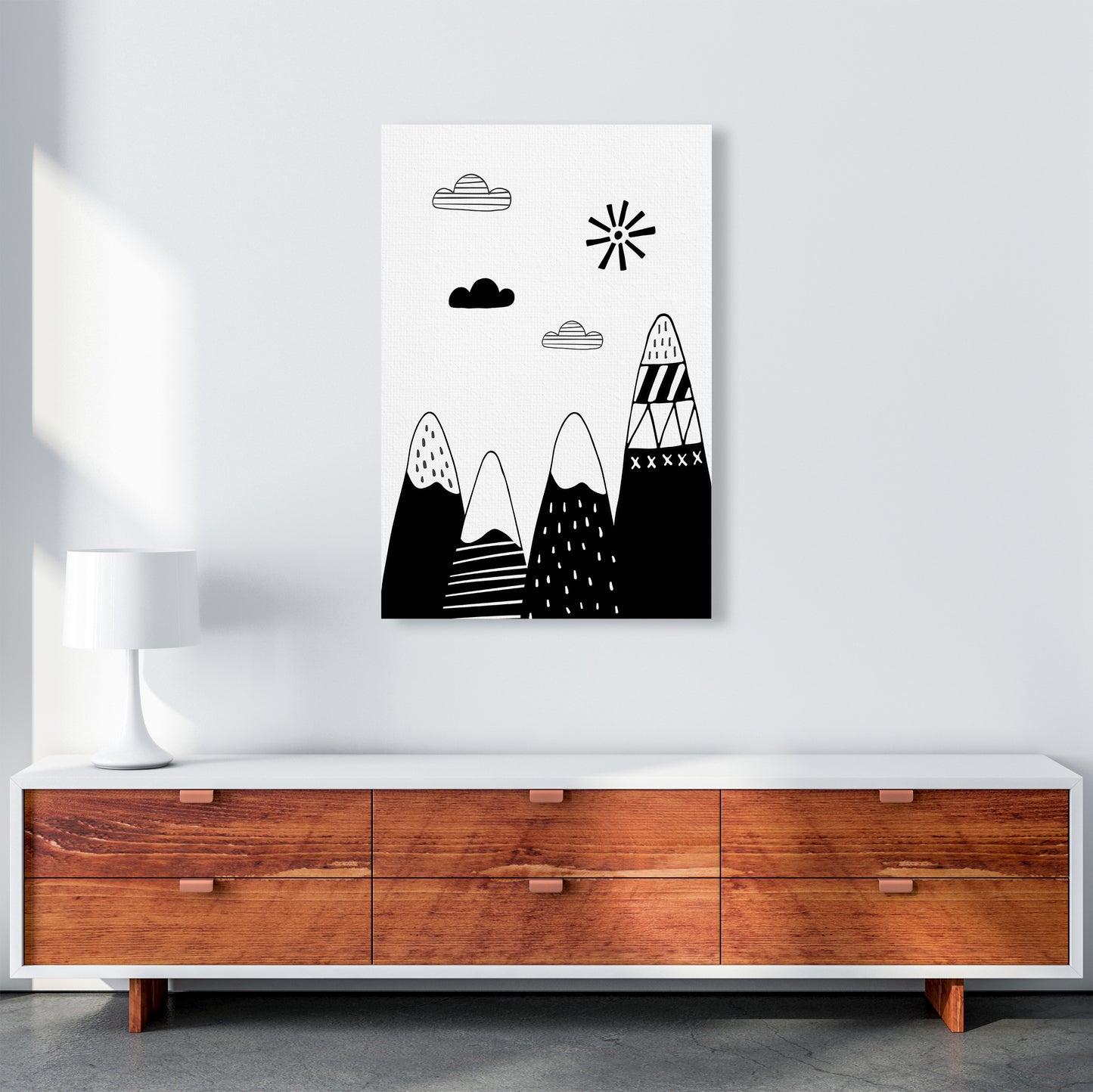 Scandinavian Mountains Art Print by Pixy Paper A1 Canvas