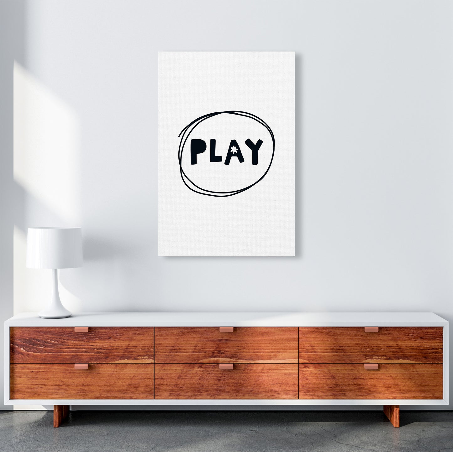 Play Super Scandi Black Art Print by Pixy Paper A1 Canvas