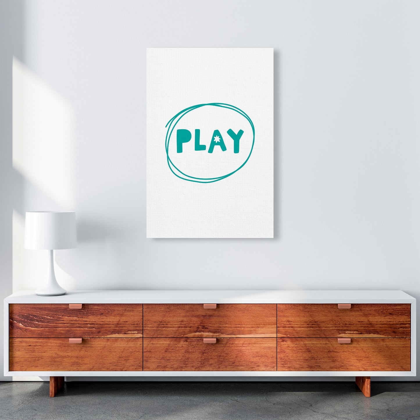 Play Teal Super Scandi Art Print by Pixy Paper A1 Canvas