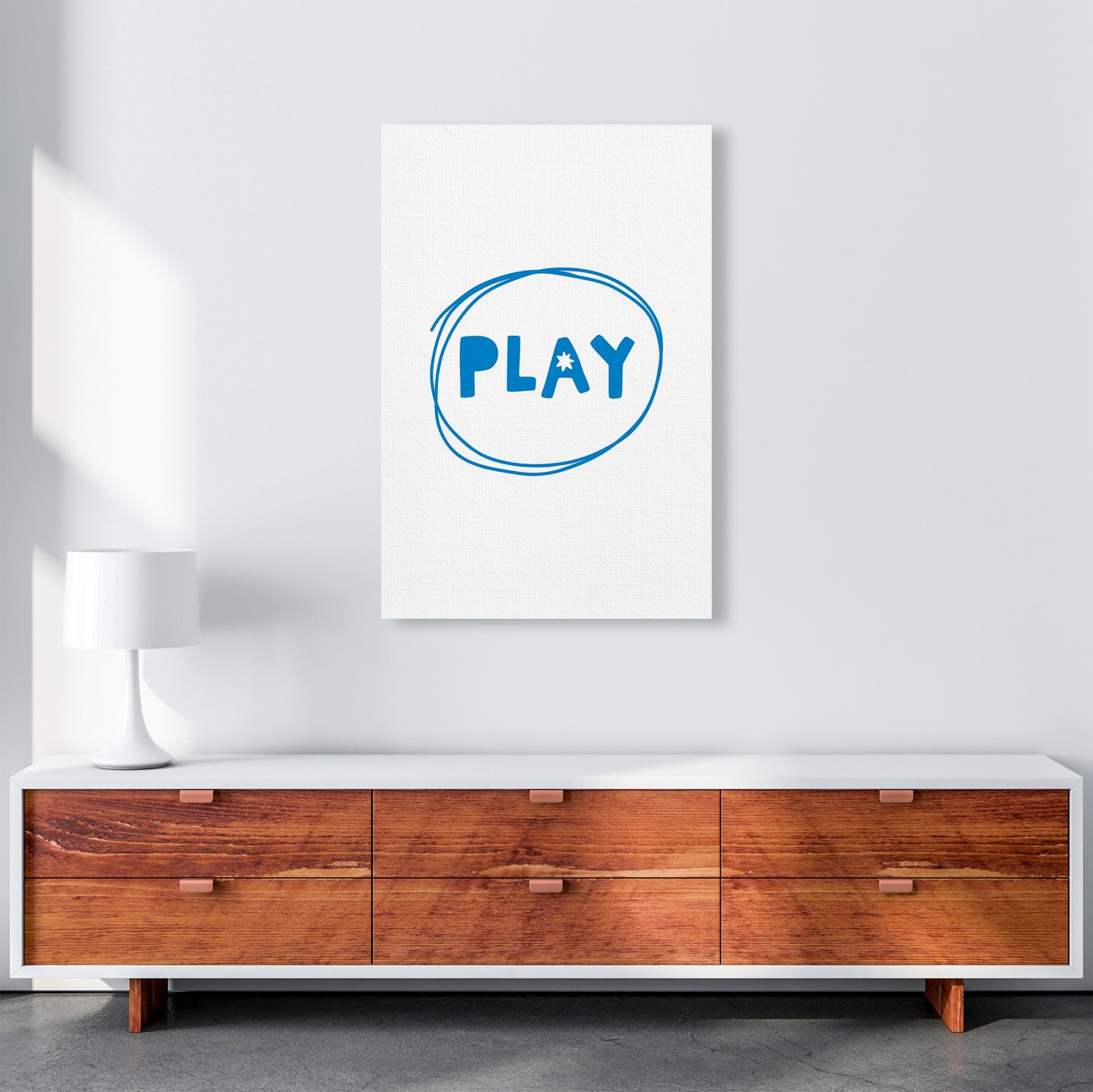 Play Blue Super Scandi Art Print by Pixy Paper A1 Canvas