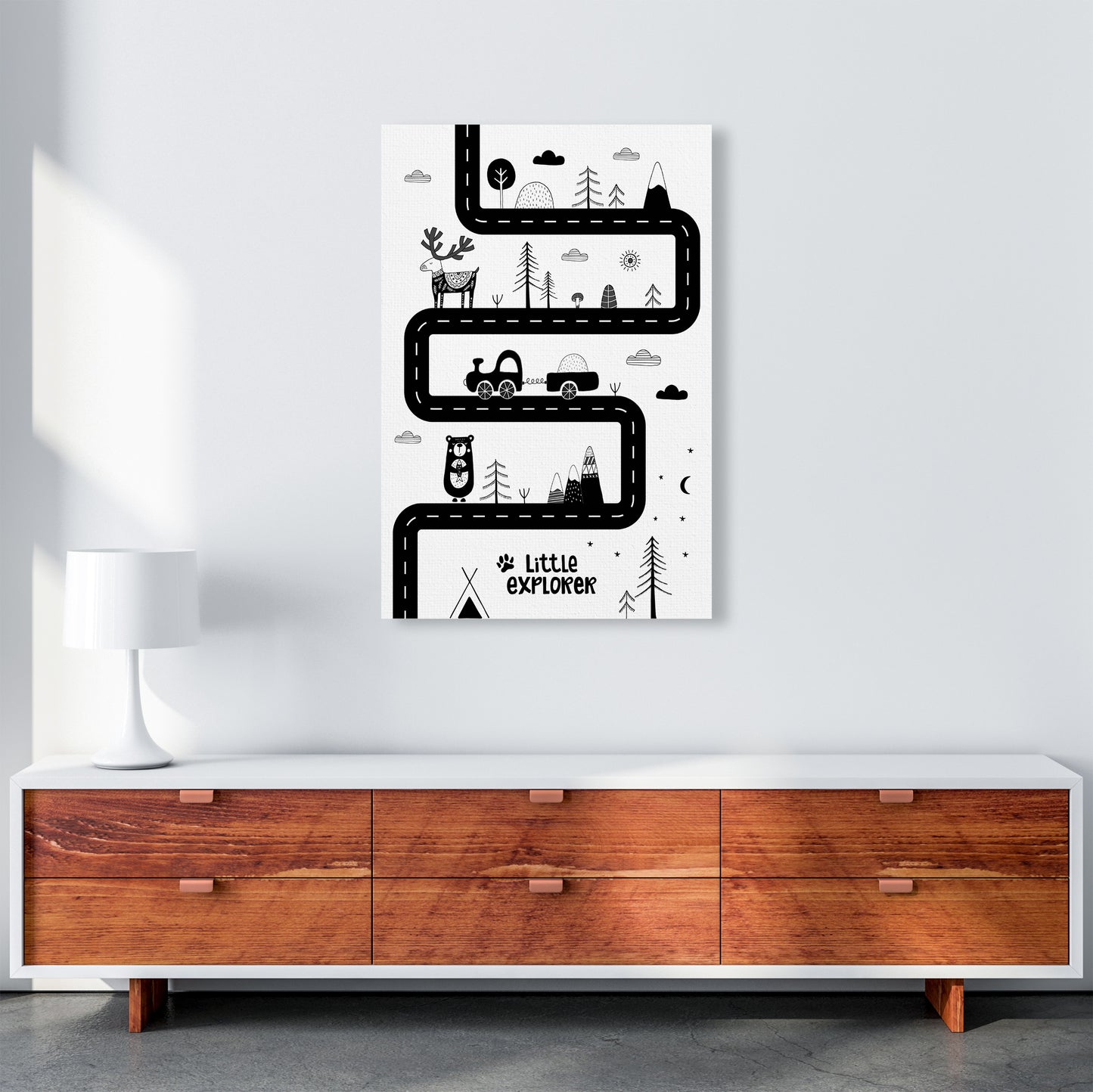 Little Explorer Track Art Print by Pixy Paper A1 Canvas