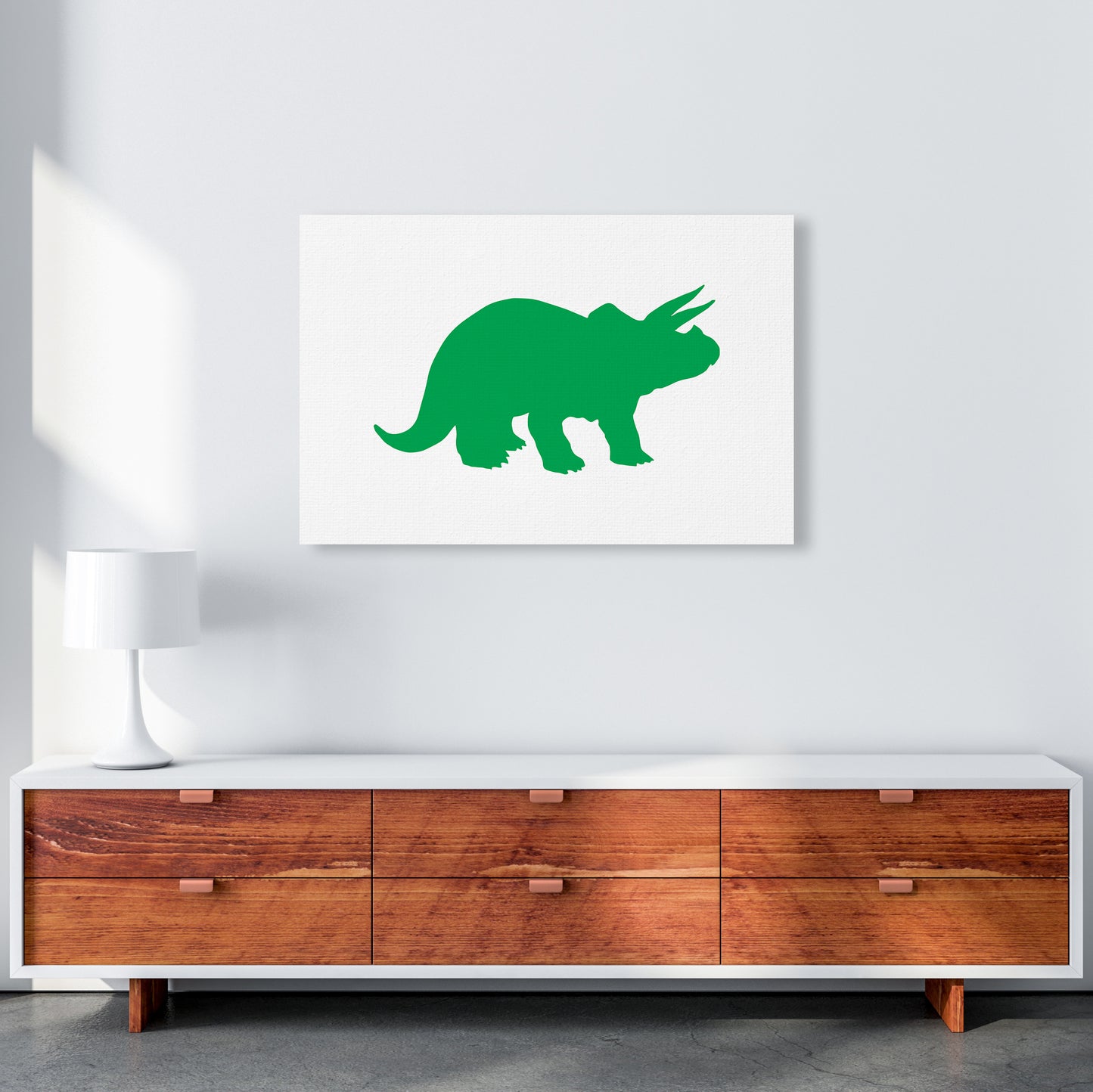 Triceratops Green Art Print by Pixy Paper A1 Canvas