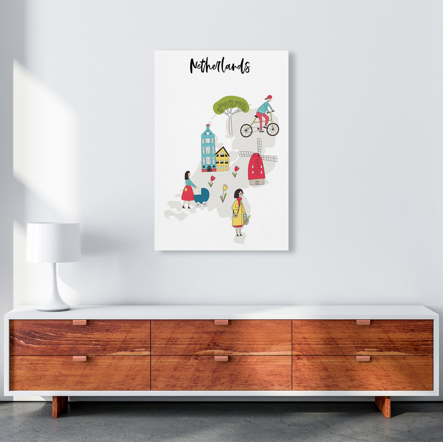 Netherlands Map Art Print by Pixy Paper A1 Canvas