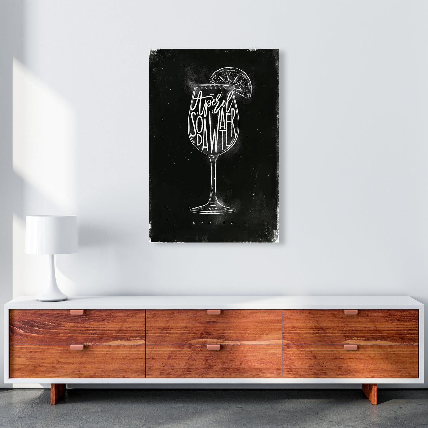 Prosecco Spritz Cocktail Black Art Print by Pixy Paper A1 Canvas