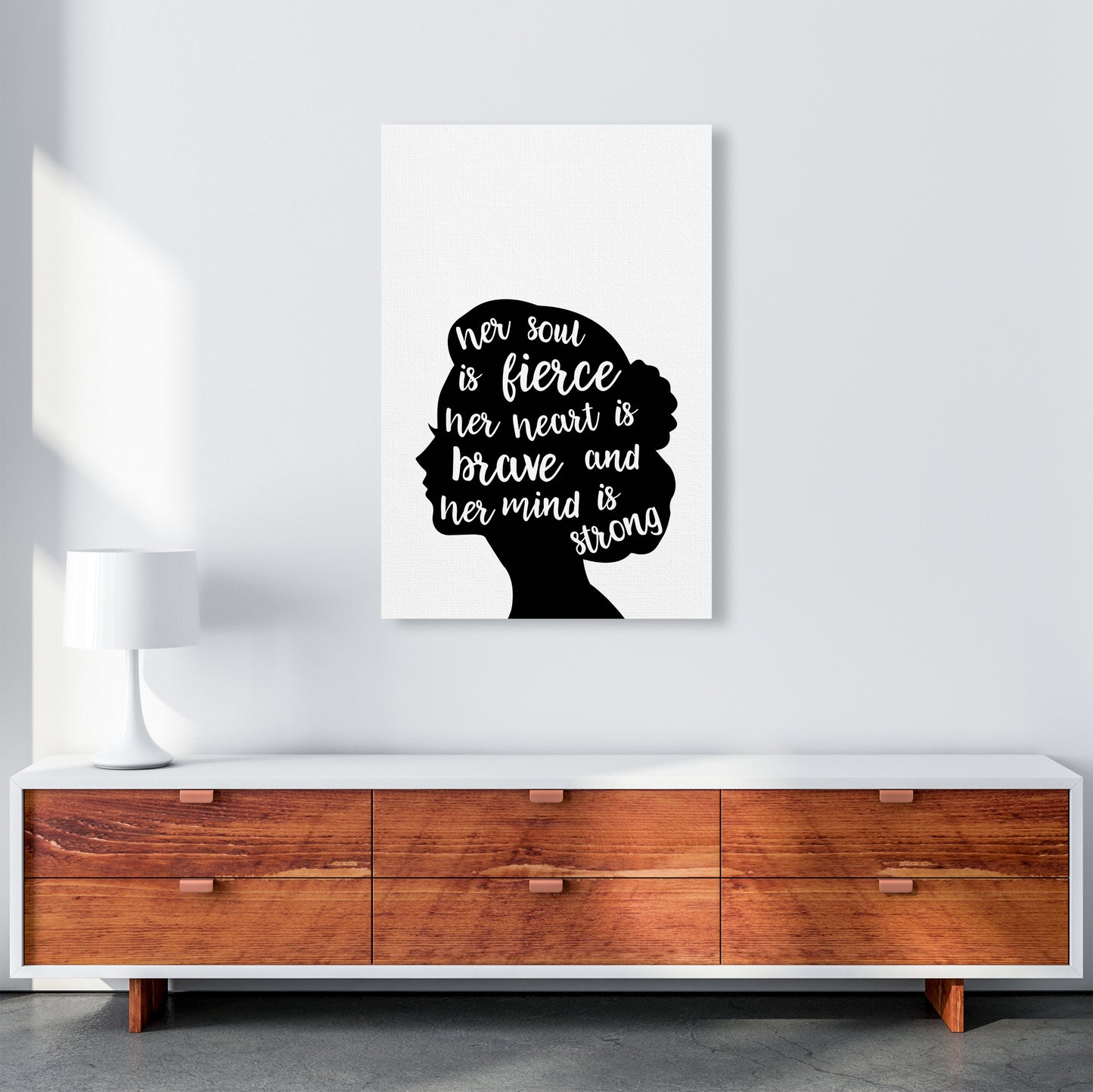 Her Soul Is Fierce White Art Print by Pixy Paper A1 Canvas