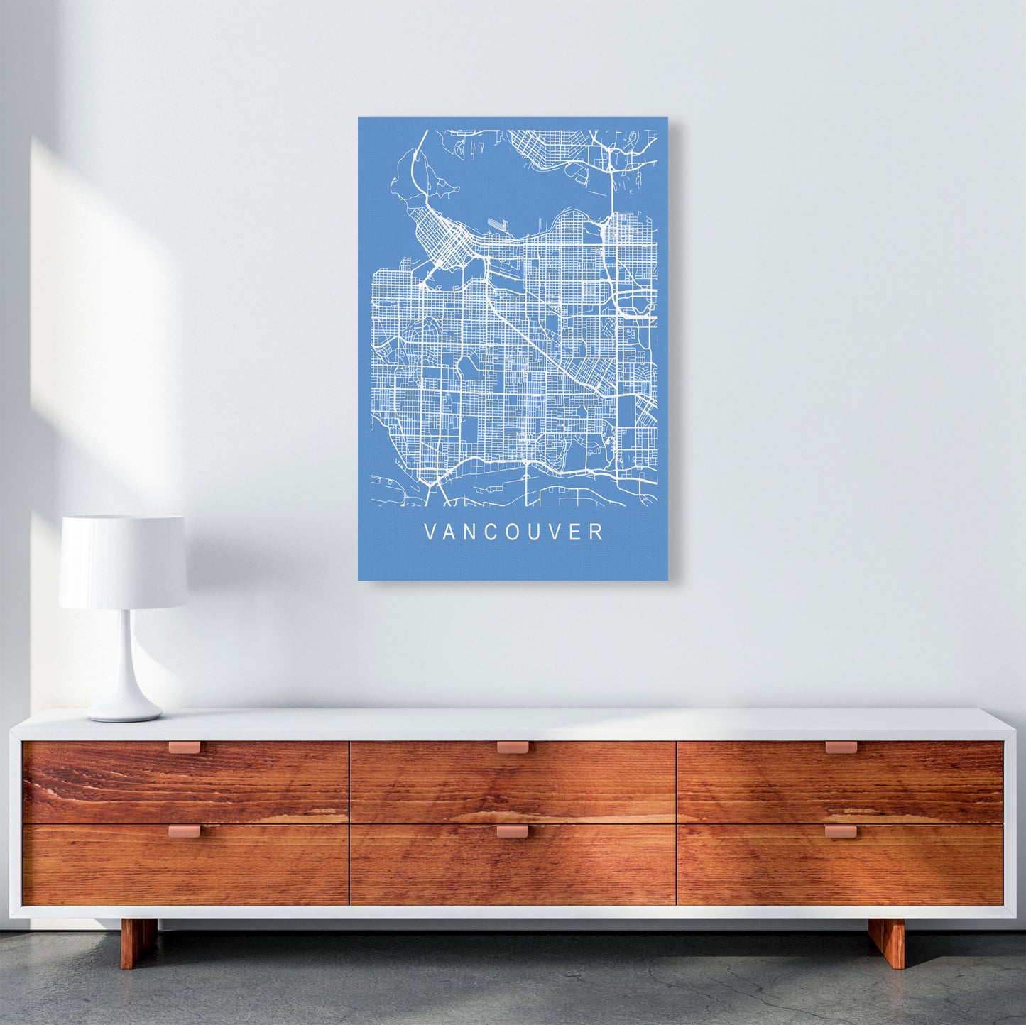 Vancouver Map Blueprint Art Print by Pixy Paper A1 Canvas