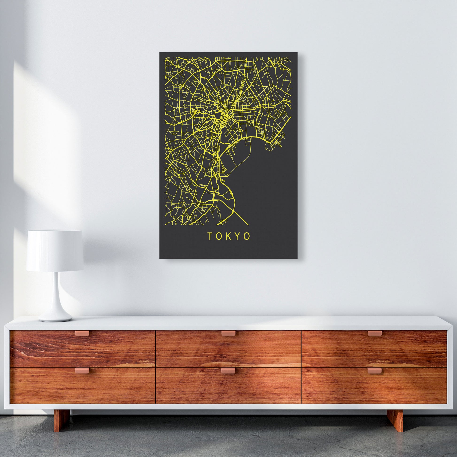 Tokyo Map Neon Art Print by Pixy Paper A1 Canvas