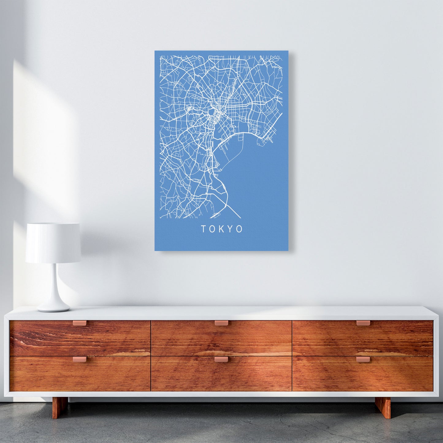Tokyo Map Blueprint Art Print by Pixy Paper A1 Canvas