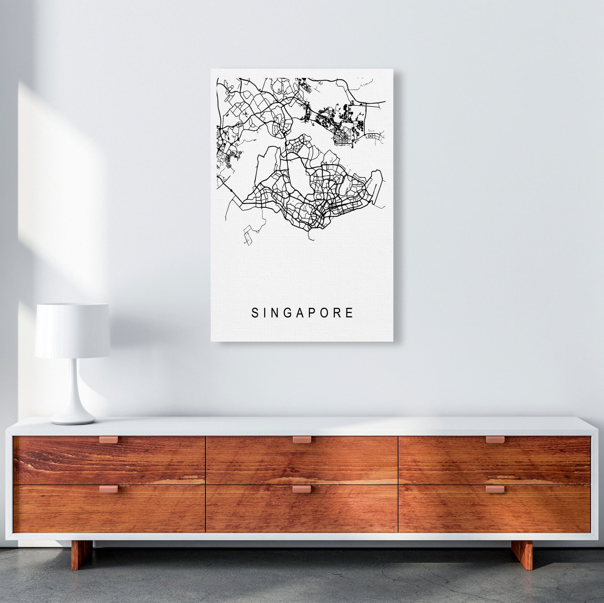 Singapore Map Art Print by Pixy Paper A1 Canvas