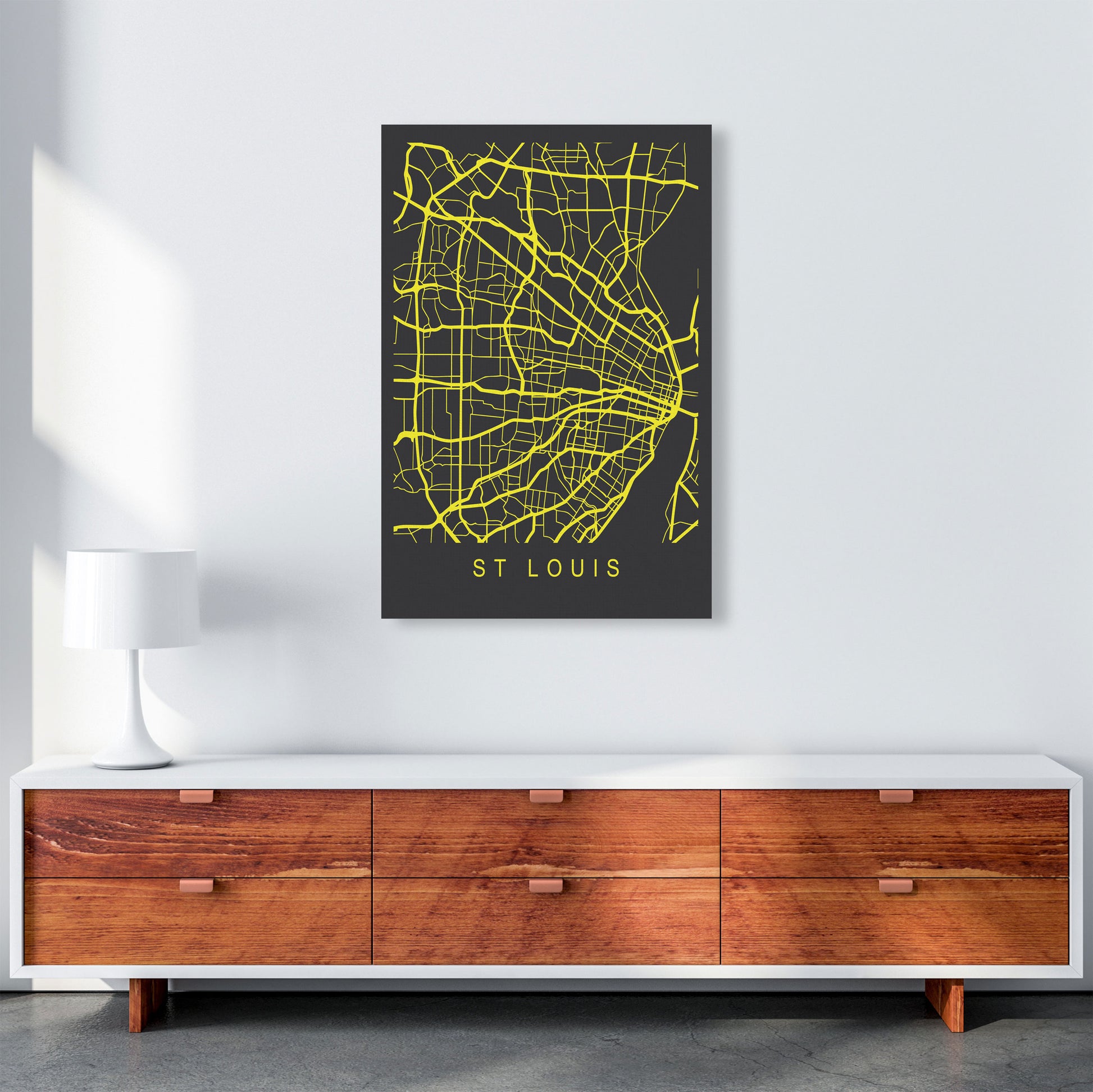 St Louis Map Neon Art Print by Pixy Paper A1 Canvas