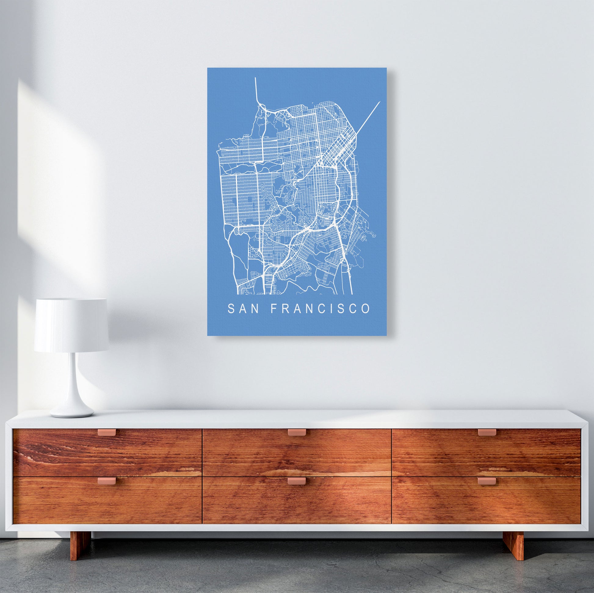 San Francisco Map Blueprint Art Print by Pixy Paper A1 Canvas