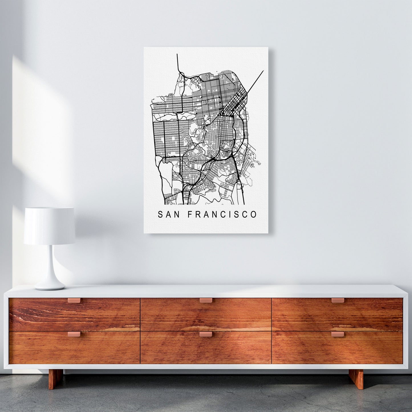 San Francisco Map Art Print by Pixy Paper A1 Canvas