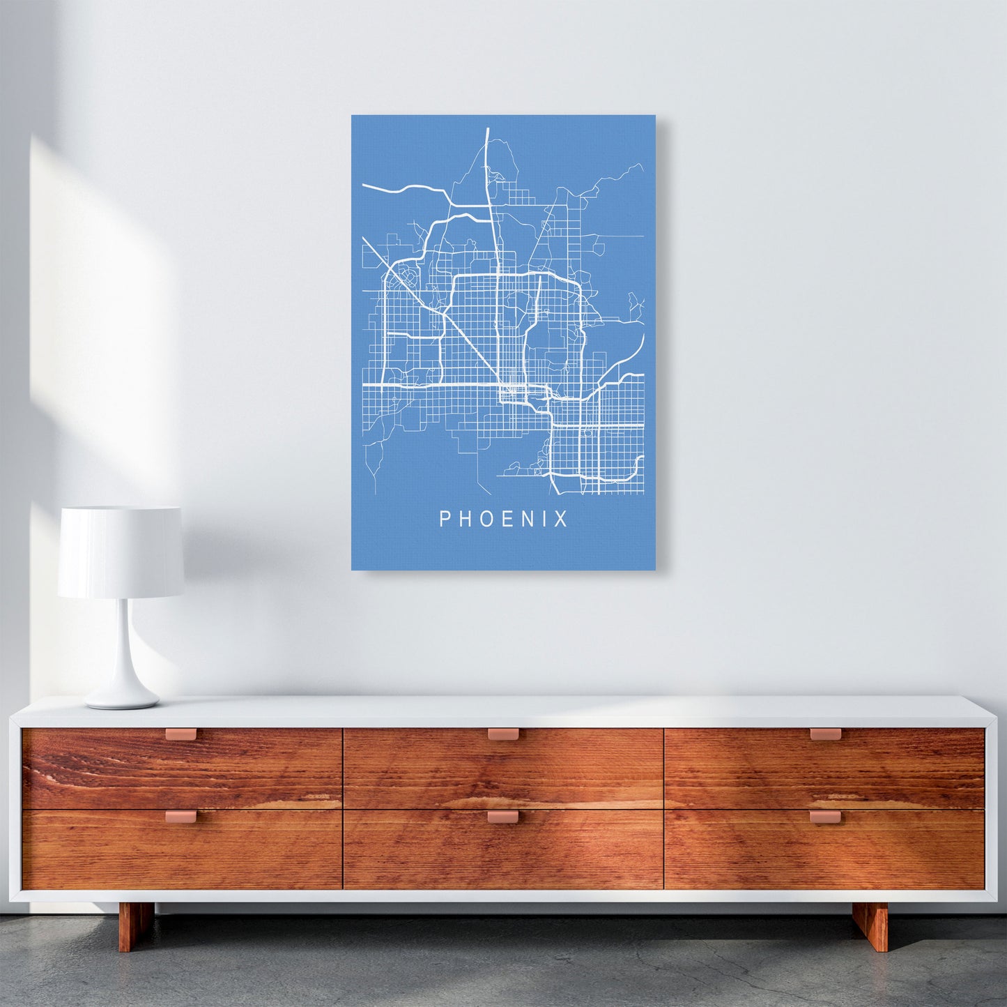 Phoenix Map Blueprint Art Print by Pixy Paper A1 Canvas