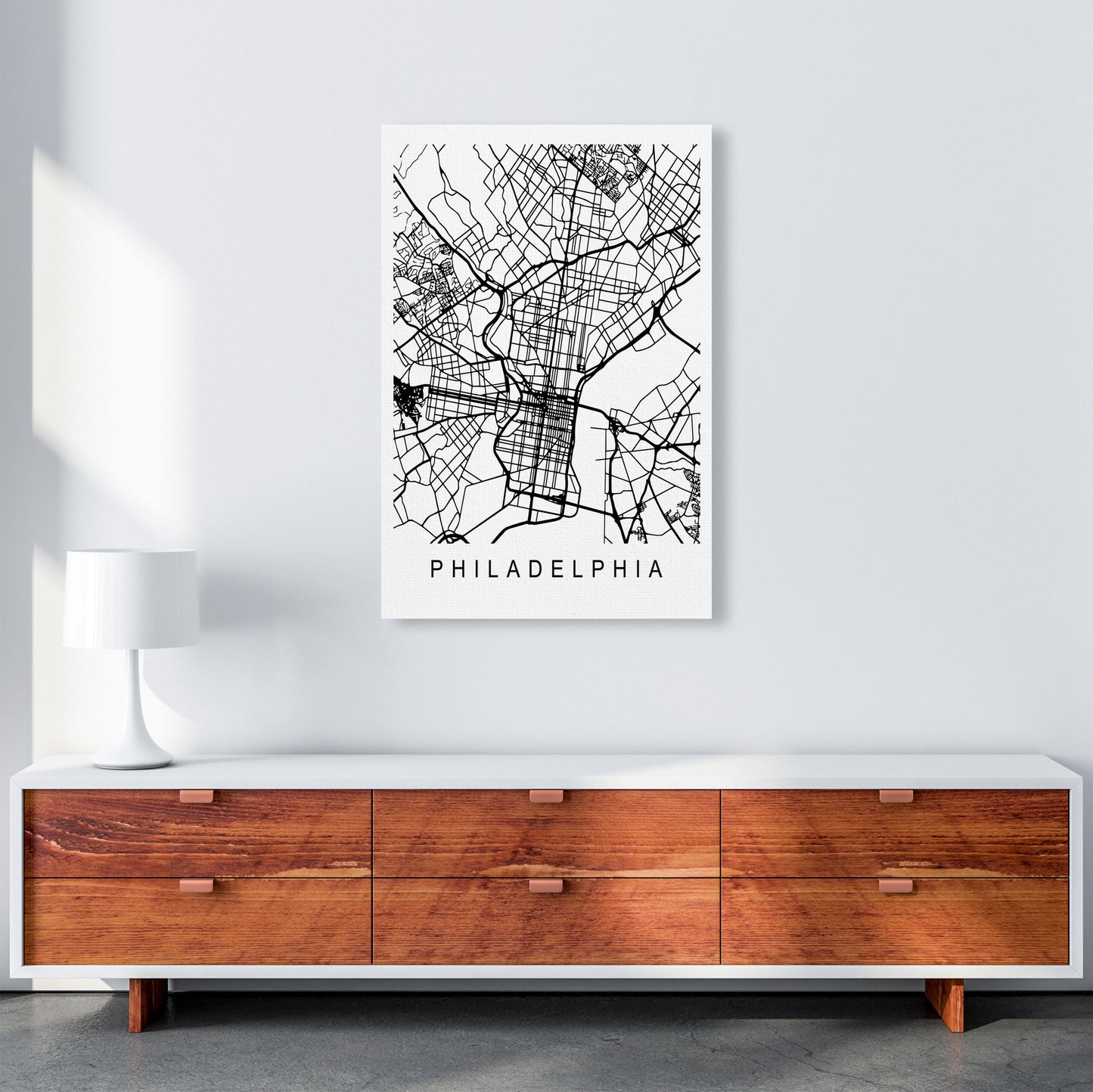 Philadelphia Map Art Print by Pixy Paper A1 Canvas