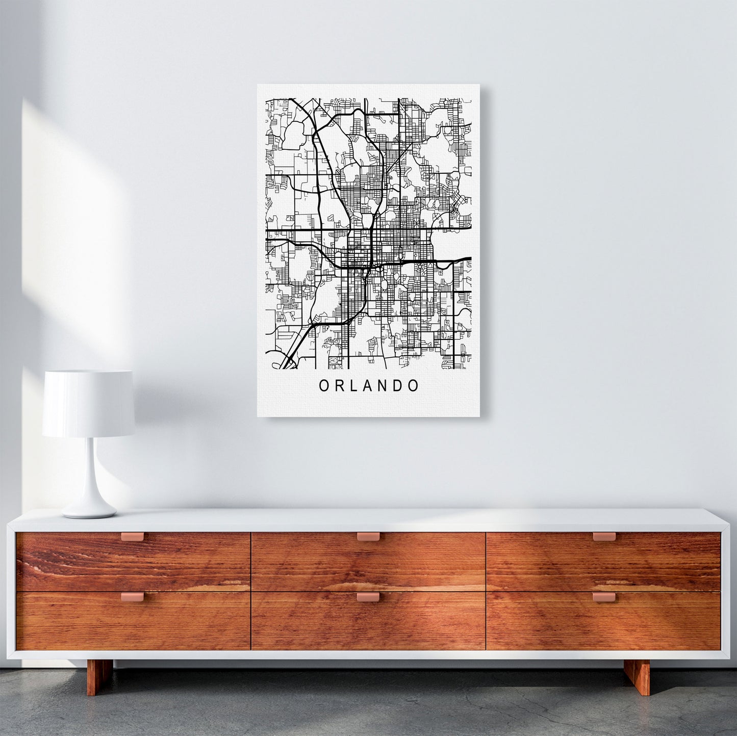 Orlando Map Art Print by Pixy Paper A1 Canvas
