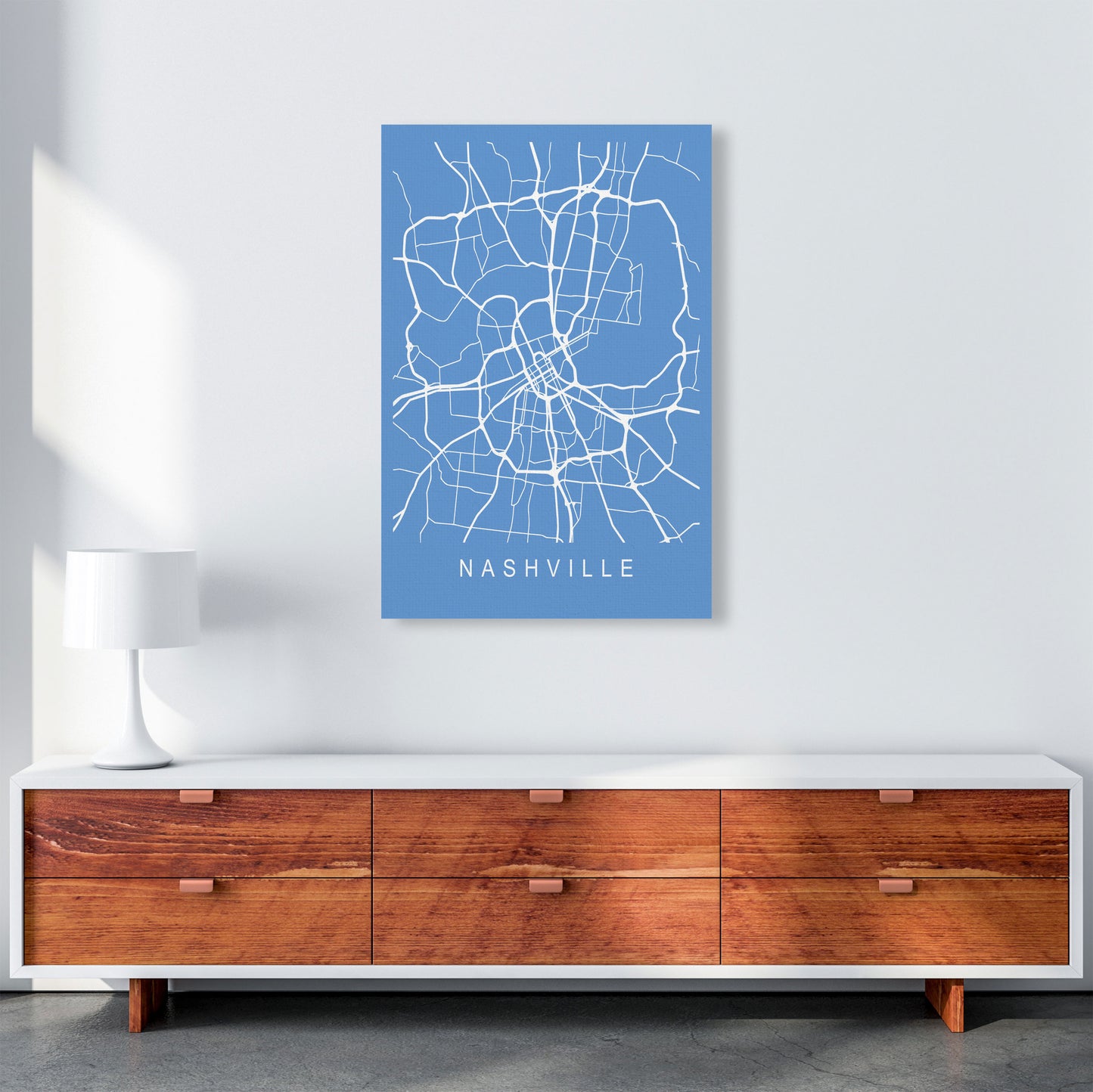 Nashville Map Blueprint Art Print by Pixy Paper A1 Canvas