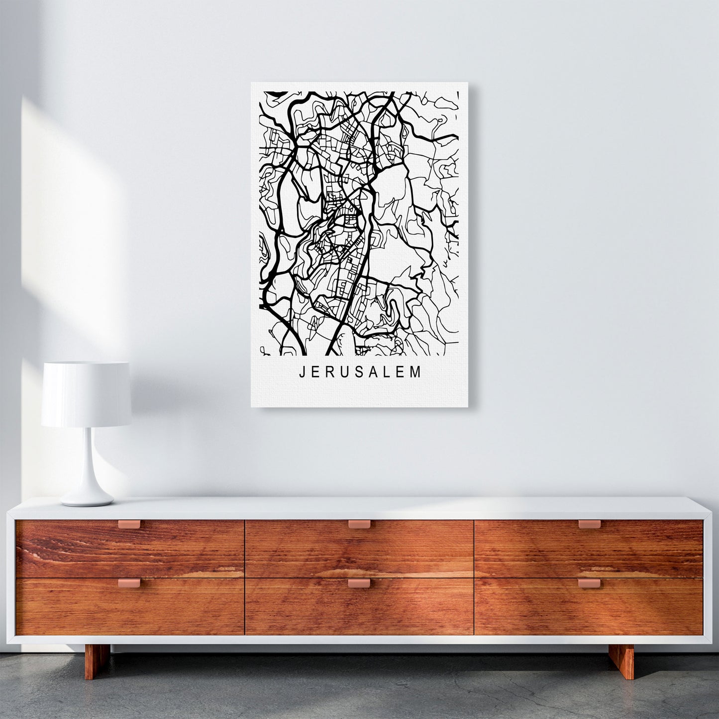 Jerusalem Map Art Print by Pixy Paper A1 Canvas