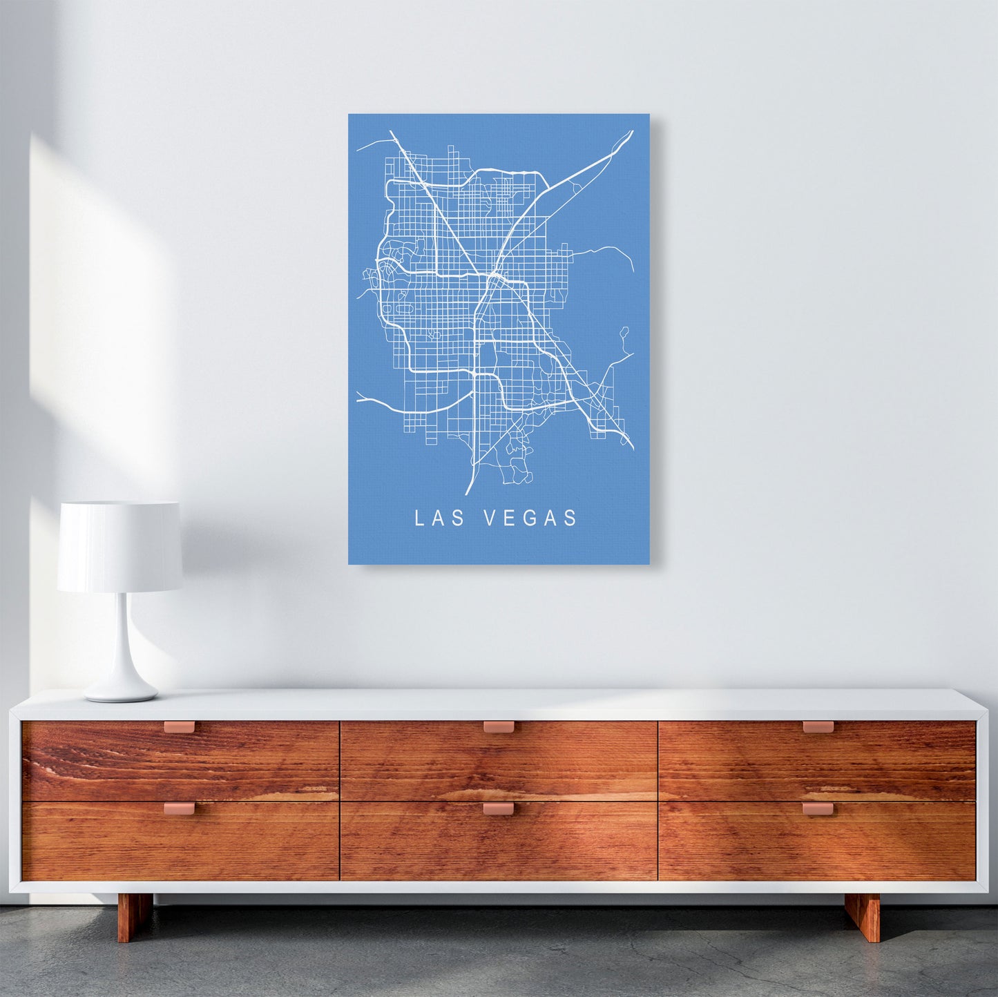 Las Vegas Map Blueprint Art Print by Pixy Paper A1 Canvas