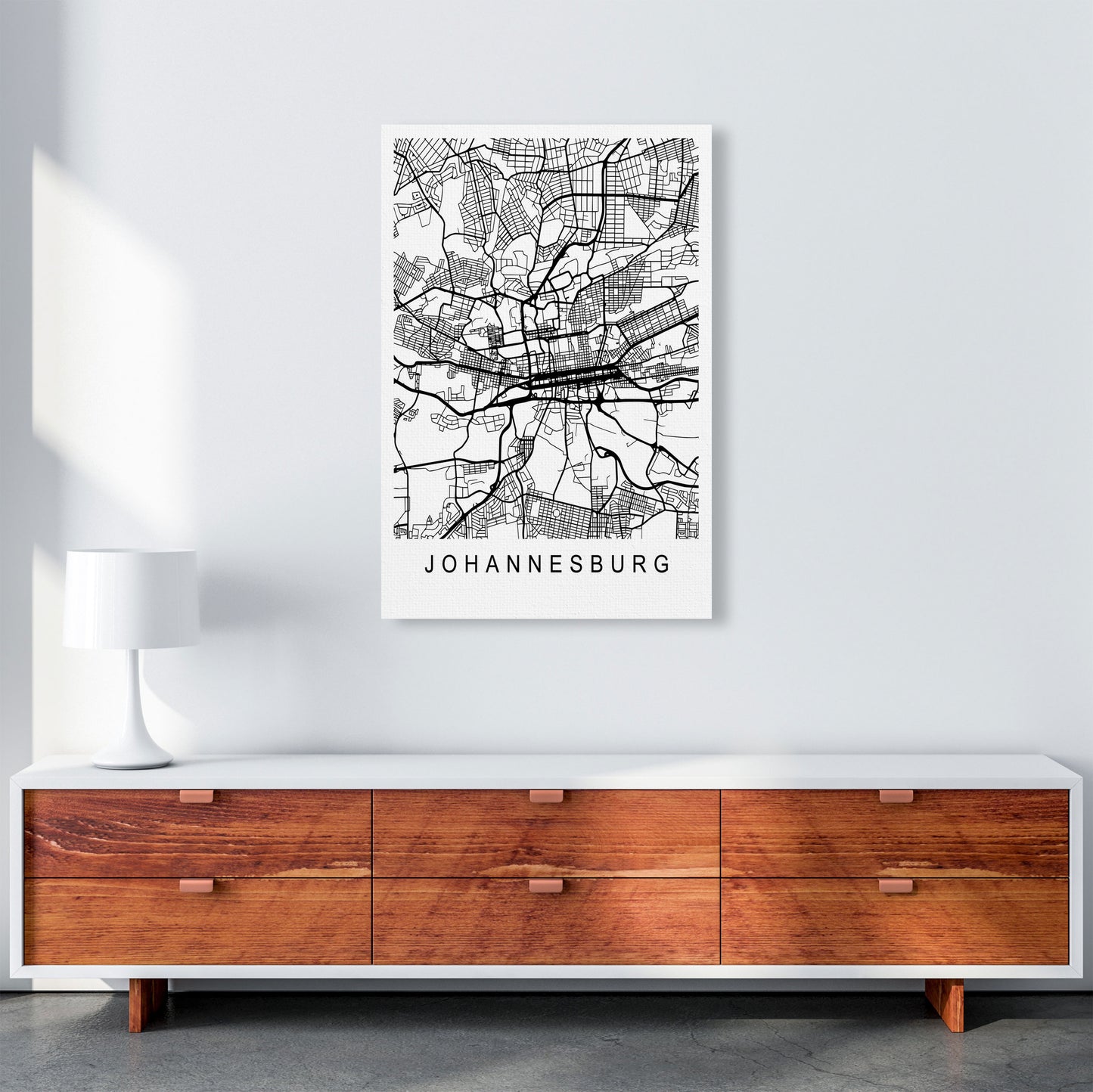 Johannesburg Map Art Print by Pixy Paper A1 Canvas