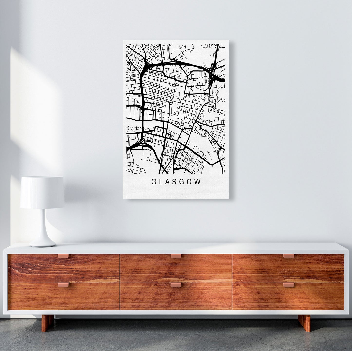 Glasgow Map Art Print by Pixy Paper A1 Canvas