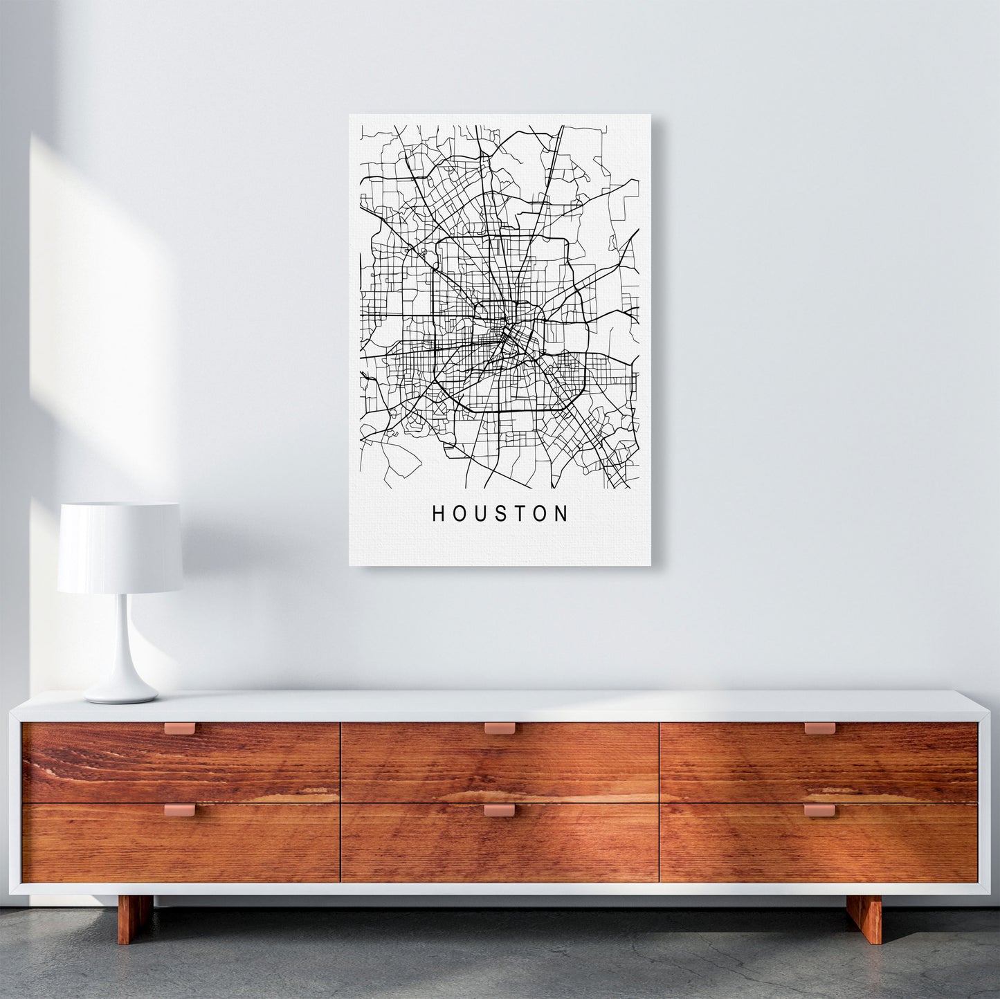 Houston Map Art Print by Pixy Paper A1 Canvas