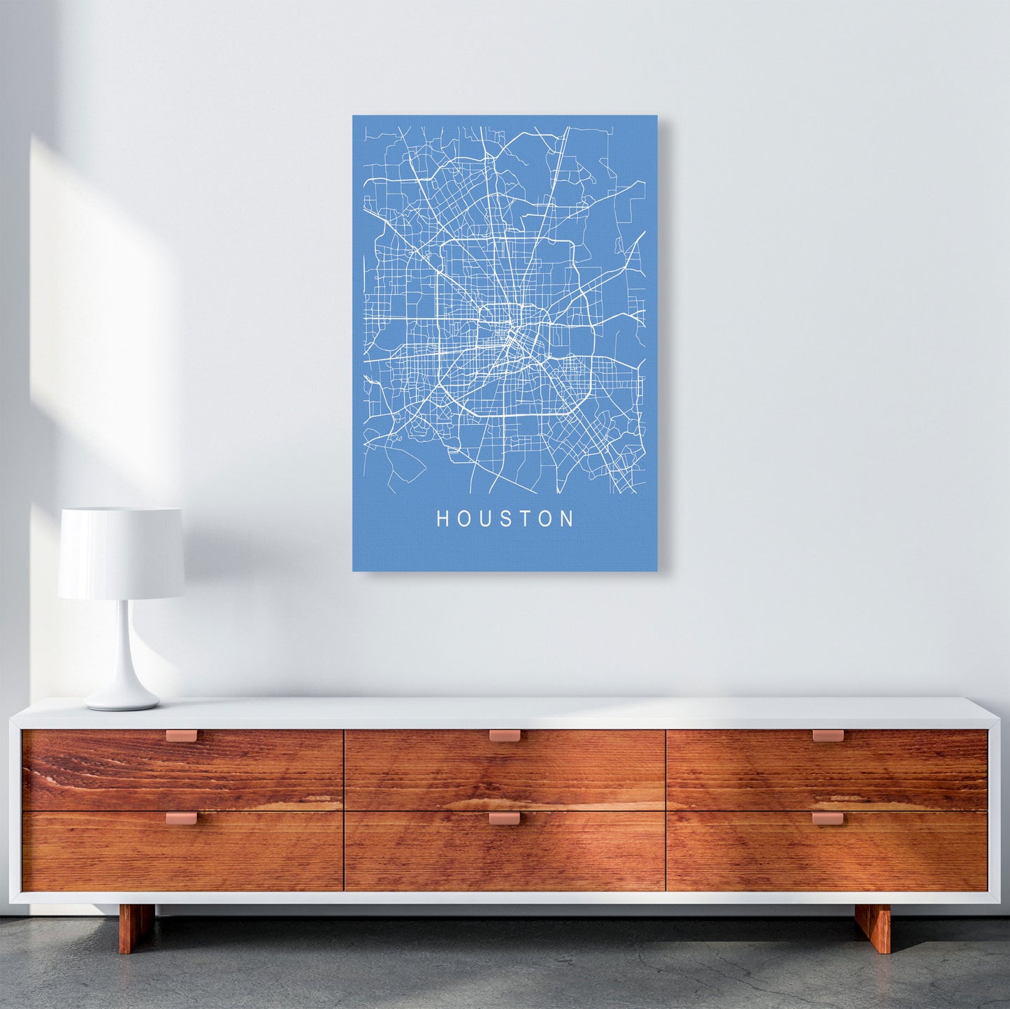 Houston Map Blueprint Art Print by Pixy Paper A1 Canvas