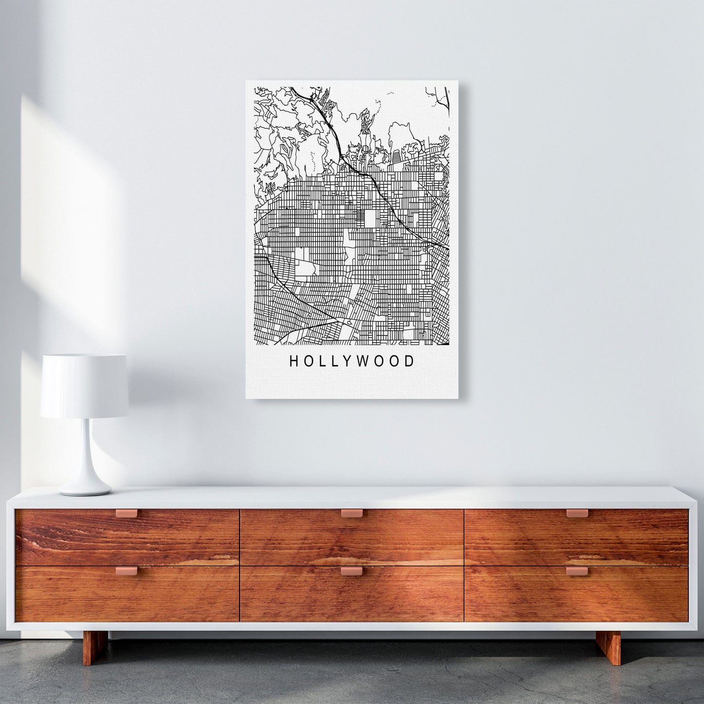 Hollywood Map Art Print by Pixy Paper A1 Canvas
