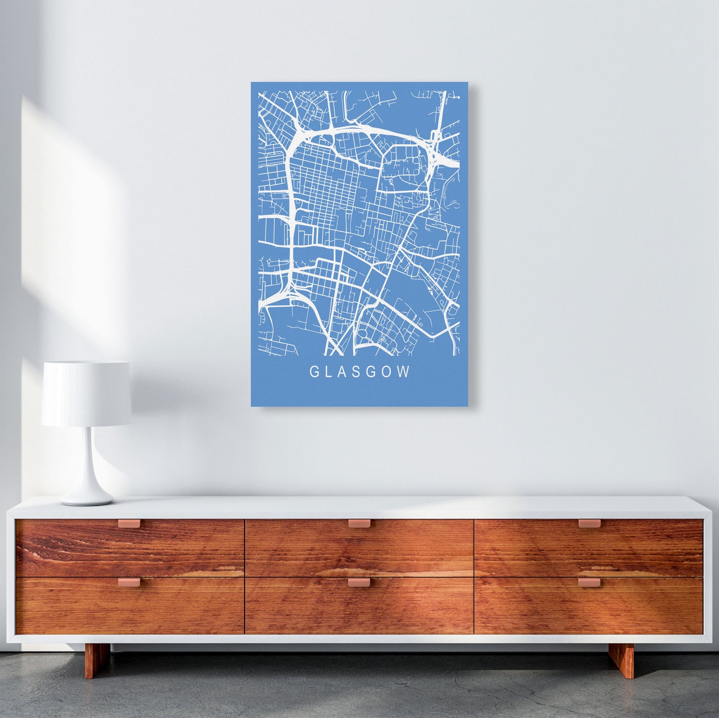 Glasgow Map Blueprint Art Print by Pixy Paper A1 Canvas