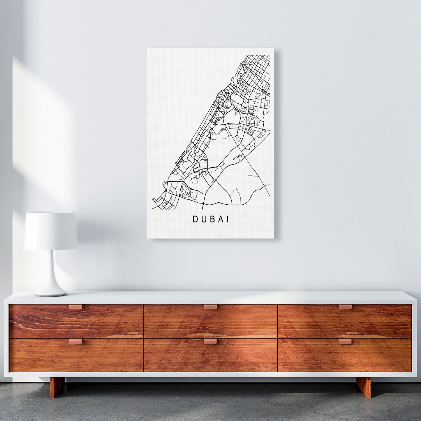 Dubai Map Art Print by Pixy Paper A1 Canvas