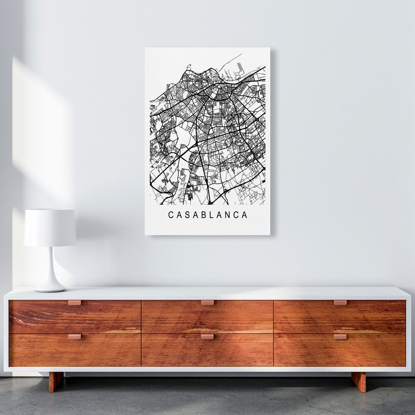 Casablanca Map Art Print by Pixy Paper A1 Canvas
