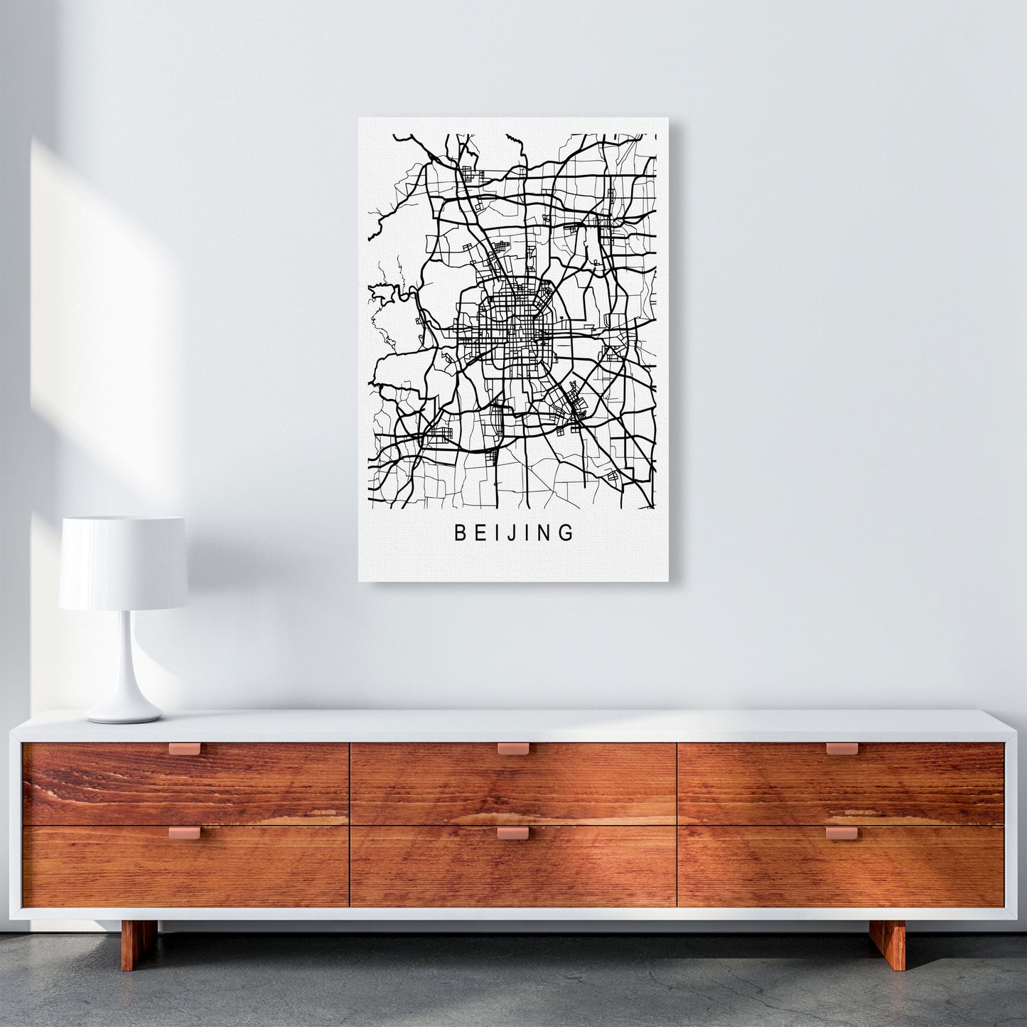 Beijing Map Art Print by Pixy Paper A1 Canvas