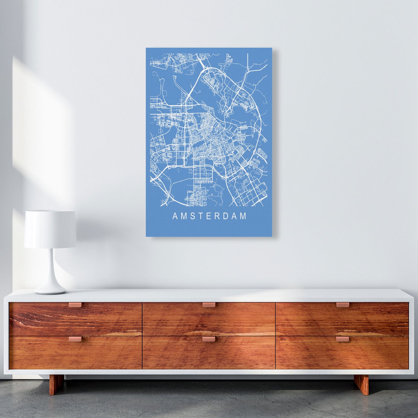 Amsterdam Map Blueprint Art Print by Pixy Paper A1 Canvas