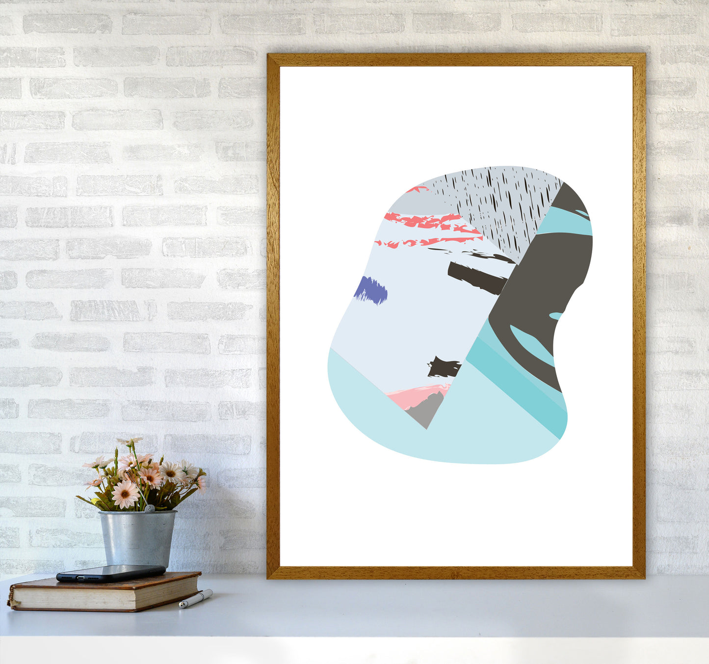 Teal Abstract Patterns Shape Modern Print A1 Print Only