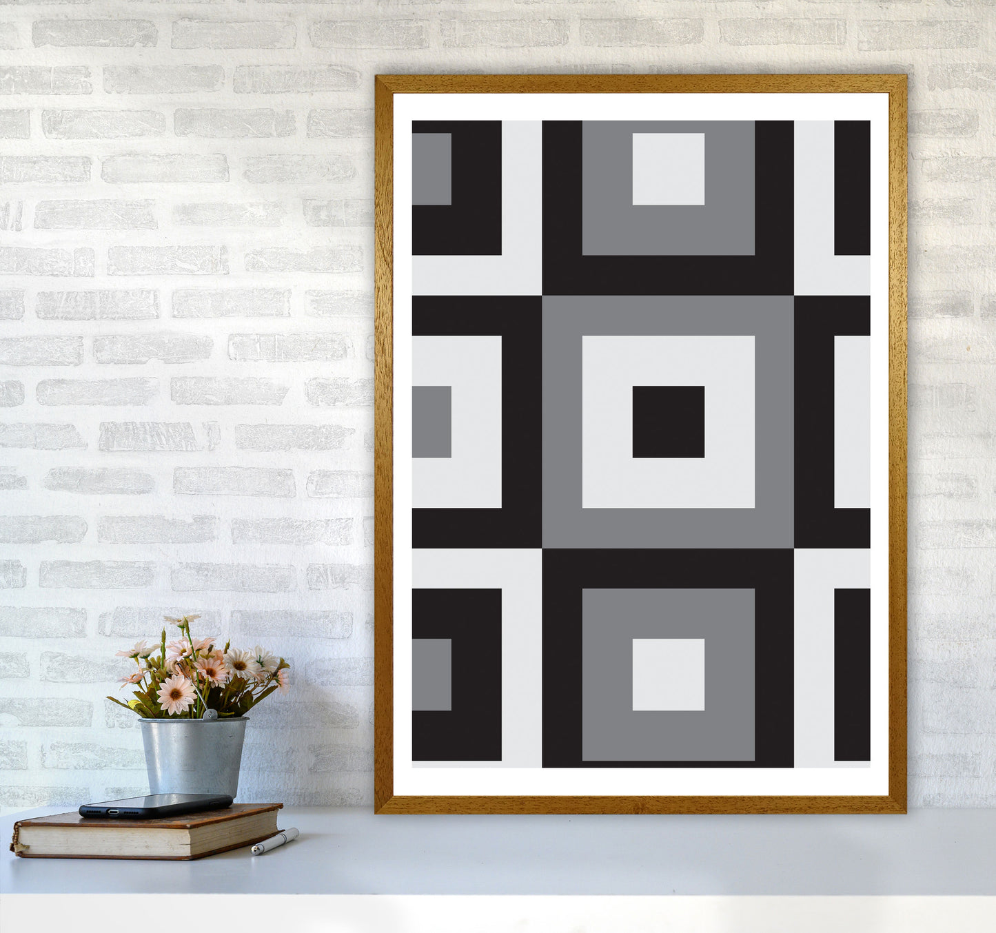 Grey Abstract Patterns 1 Modern Print A1 Print Only