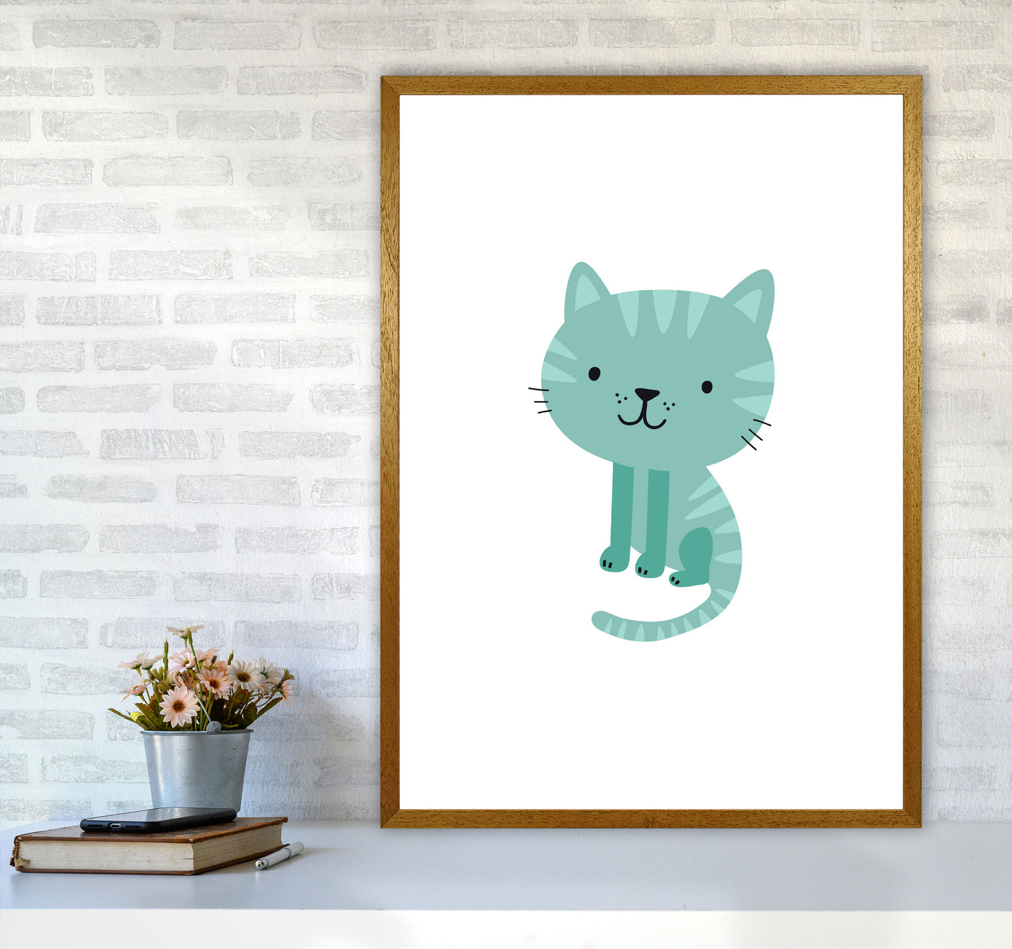 Children's Animals, Cat Modern Print A1 Print Only