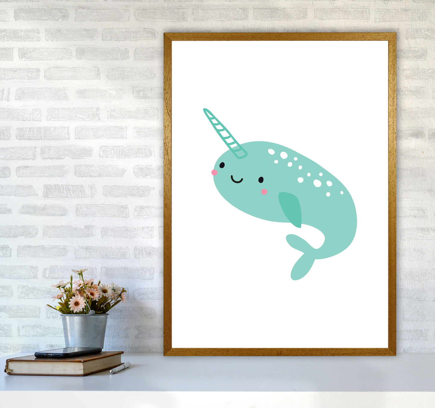 Children's Animals, Narwhal Modern Print A1 Print Only