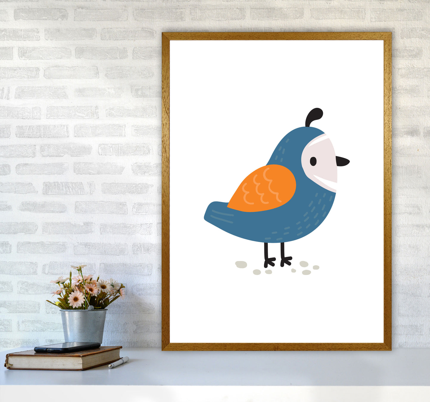 Children's Animals, Quail Modern Print A1 Print Only