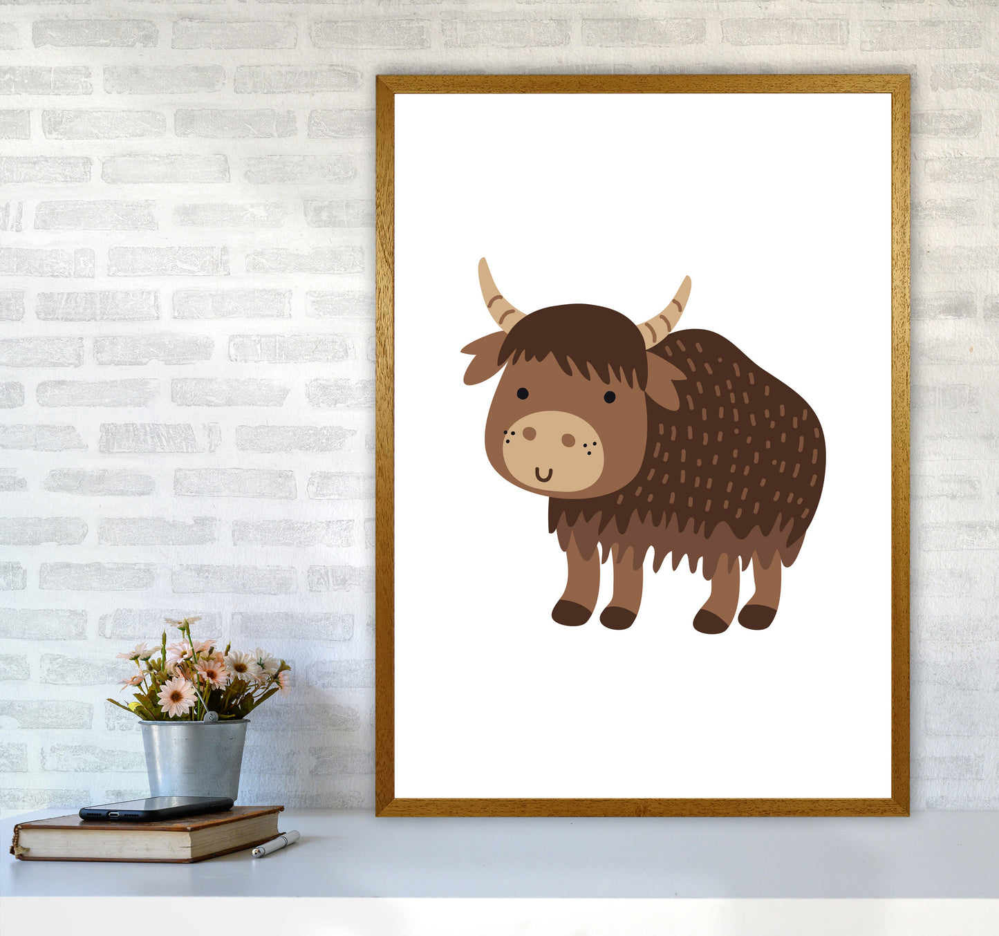 Children's Animals, Yak Modern Print A1 Print Only