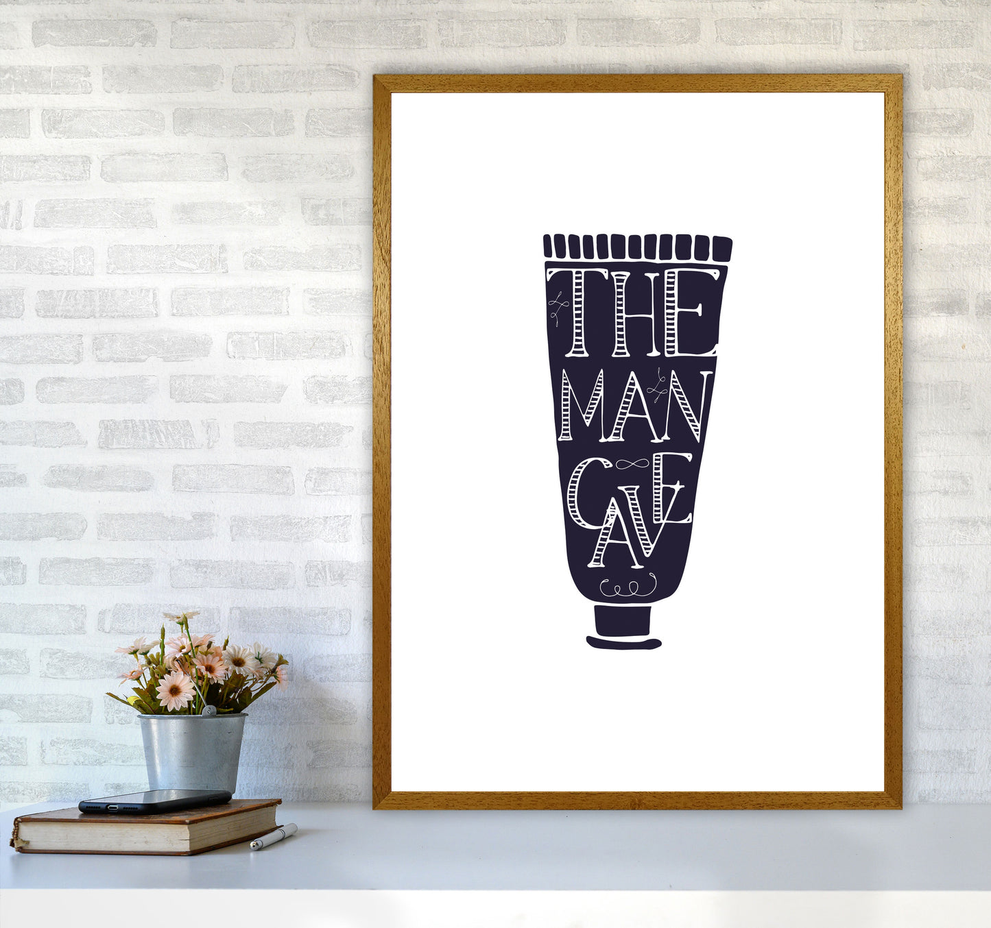 The Man Cave 1 Modern Print, Framed Bathroom Wall Art A1 Print Only
