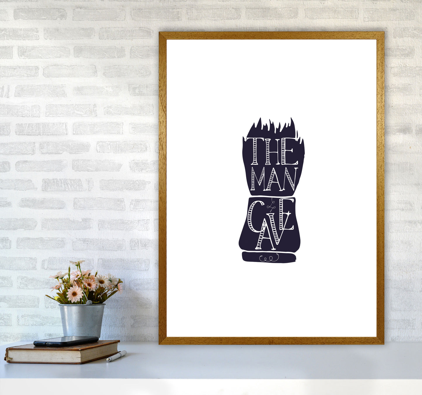 The Man Cave 2 Modern Print, Framed Bathroom Wall Art A1 Print Only
