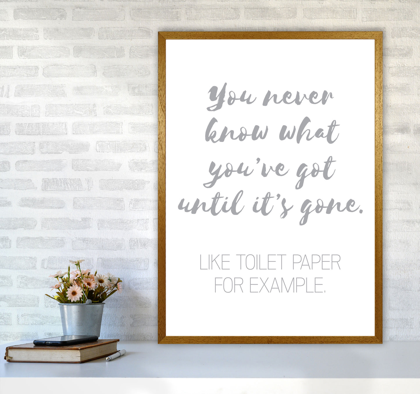 Toilet Roll Grey, Bathroom Modern Print, Framed Bathroom Wall Art A1 Print Only