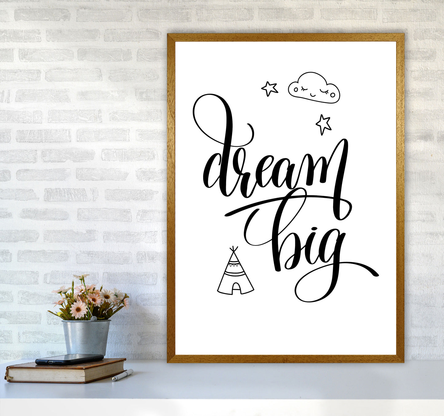 Dream Big Black Framed Nursey Wall Art Print A1 Print Only