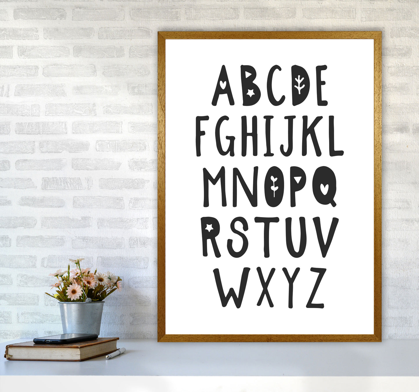 Black Alphabet Framed Nursey Wall Art Print A1 Print Only